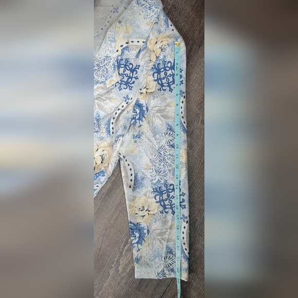 Vintage 80's Oversized Blazer Women's 12 Cream Blue & Yellow Floral Lightweight - Picture 10 of 12